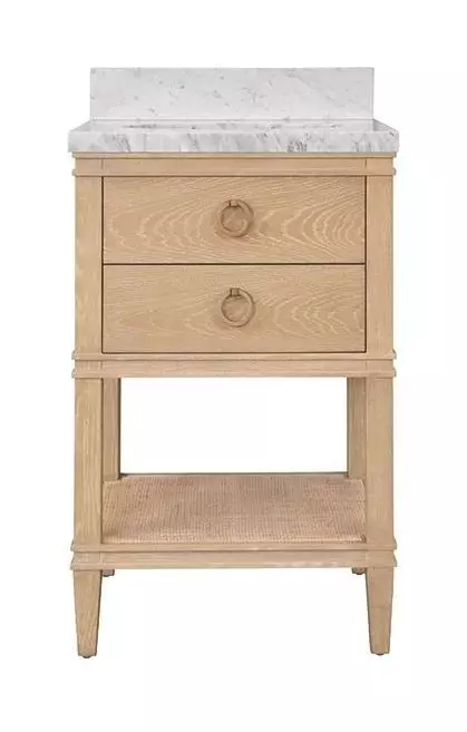 Cutler Cerused Oak Carrera Marble Top 24" Bath Vanity