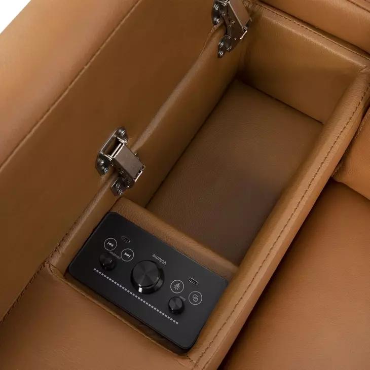 Phoenix Autumn Caramel Leather Zero Gravity Power Recliner with LED and USB Charging