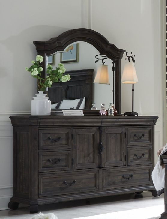 Bellamy Peppercorn 8 Drawer Dresser with Arched Mirror