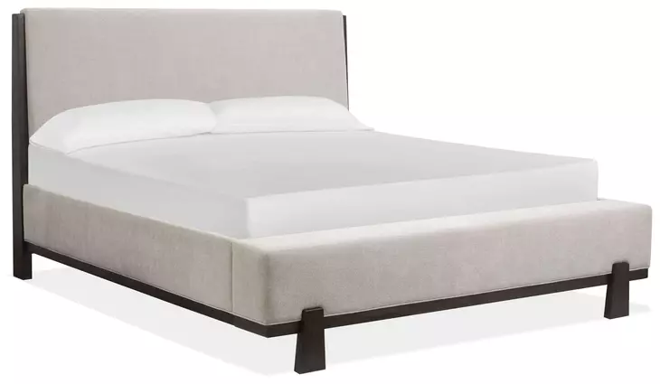 Bellamy Coffee Bean and Elite Dove Queen Upholstered Panel Bed
