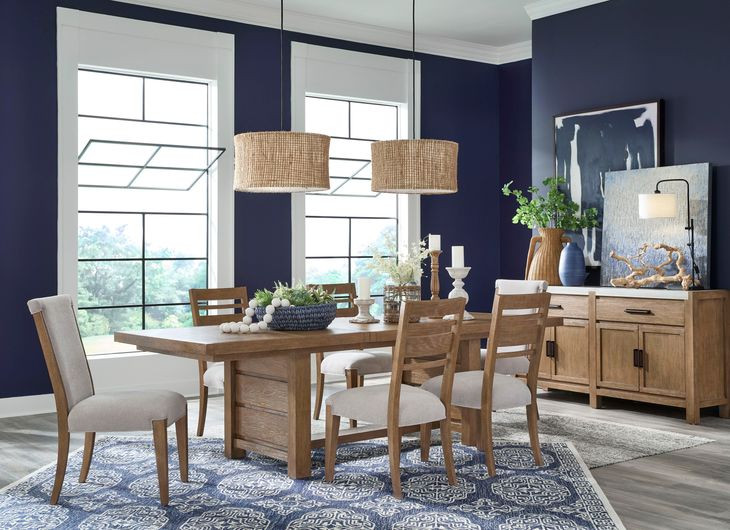 Foxrun Hollow Sierra Brown and White 4 Door Marble Top Sideboard