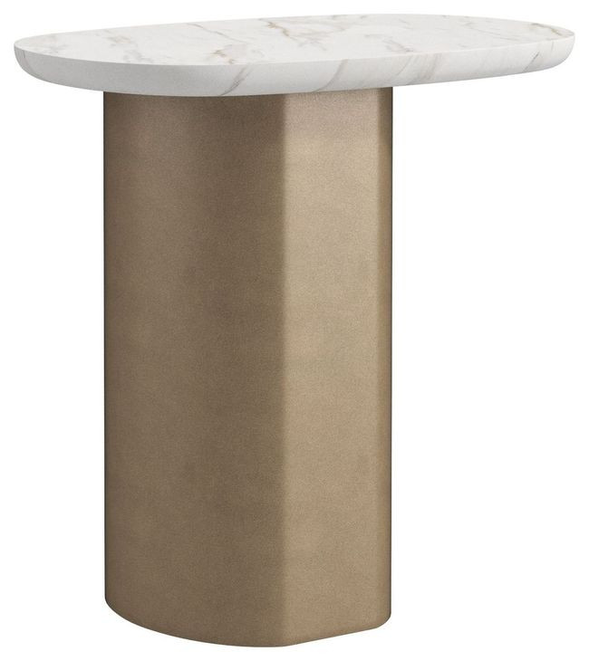 Verge Bronze Metallic and White Marble Top Chairside Table