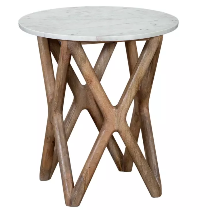 Wyman Banswara White Round Marble Top Ocassional Table