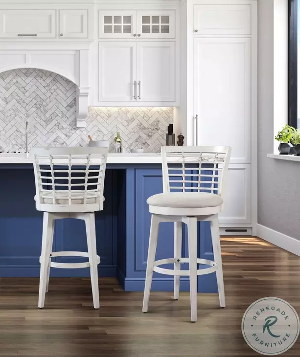 Beach Comber Weathered White Swivel Bar Stool
