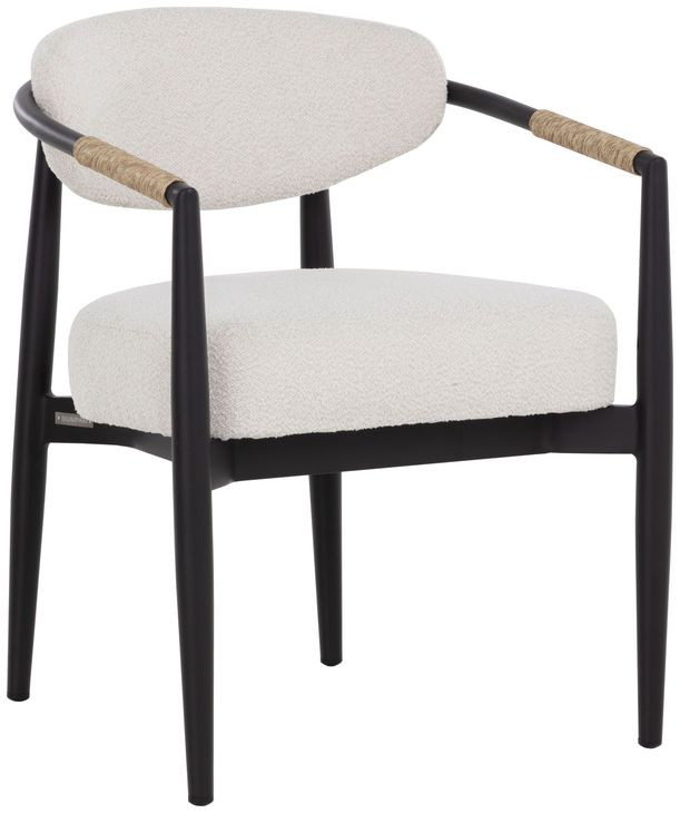 Marita Black and Louis Cream Performance Fabric Dining Arm Chair