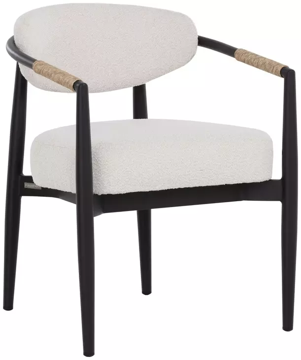 Merrowyn Black and Louis Cream Performance Fabric Dining Arm Chair
