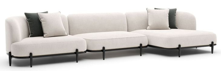 Madera Oatmeal 3 Piece Modular RAF Chaise Sectional with Pillows