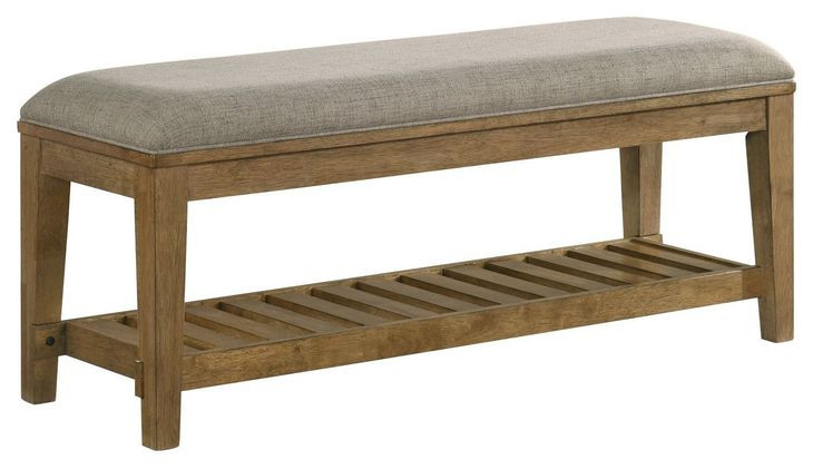Andover Maple and Gray Upholstered Bed Bench with Storage