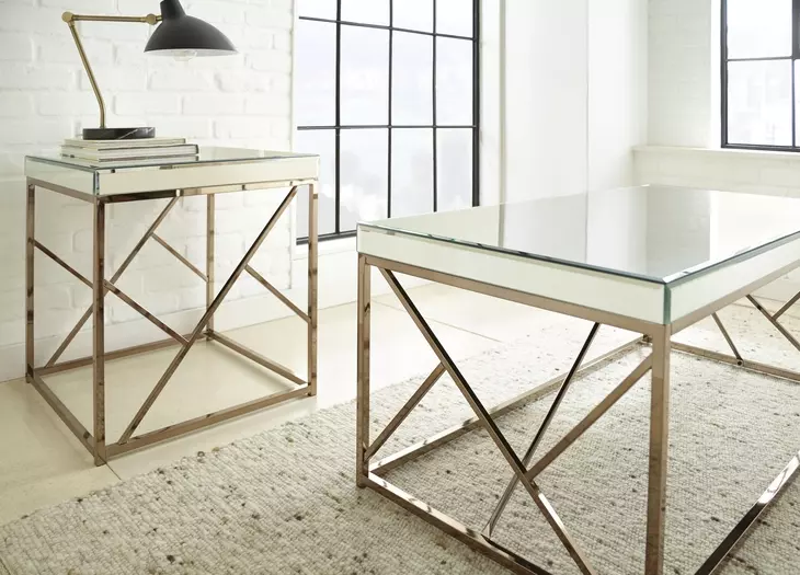 Evelyn White Square End Table