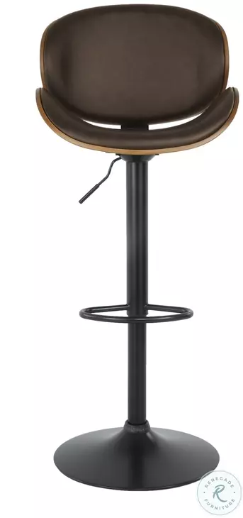 Bellatier Brown Tall Upholstered Swivel Adjustable Bar Stool