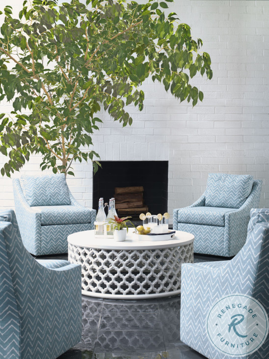 Dupre White Cast Concrete Outdoor Round Cocktail Table