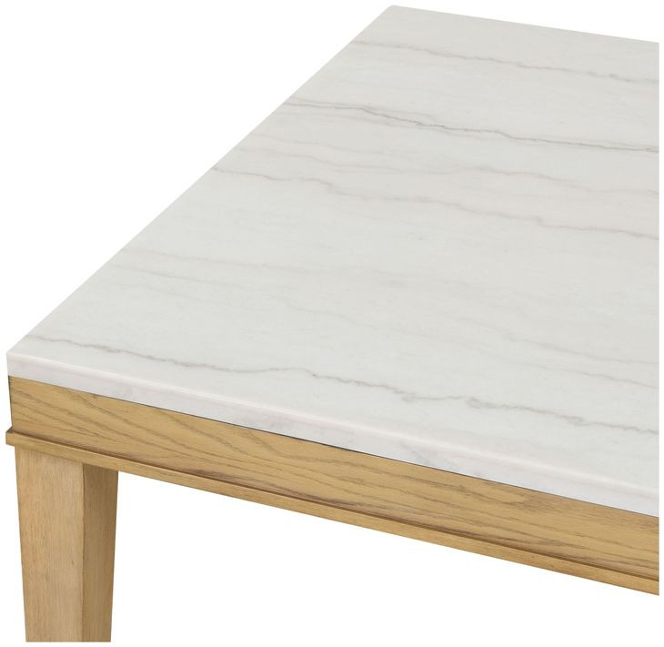 Essence Natural and White 70" Rectangular Marble Top Dining Table