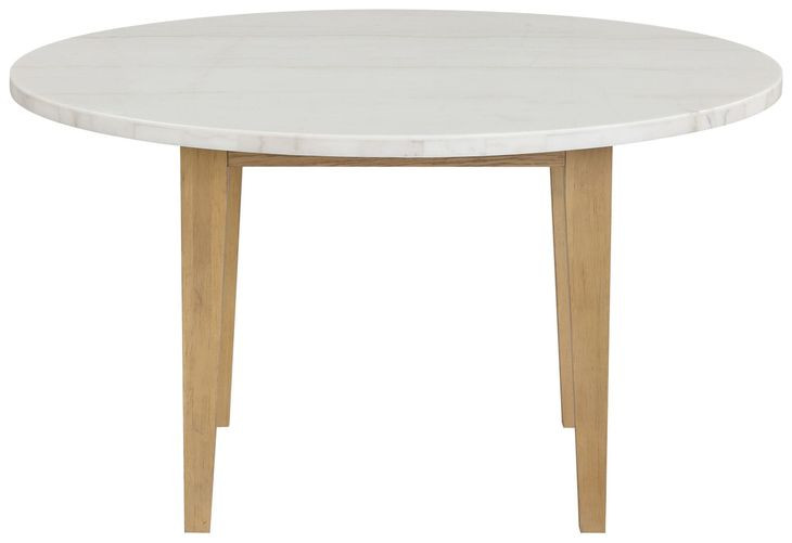 Essence Natural and White 54" Round Marble Top Dining Table