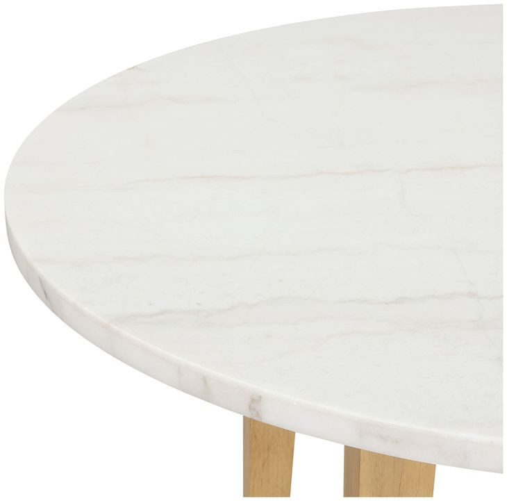 Essence Natural and White 54" Round Marble Top Dining Table