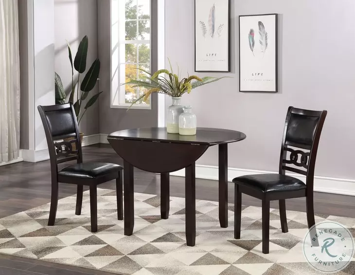 Gia Ebony 3 Piece 42" Drop Leaf Dining Set