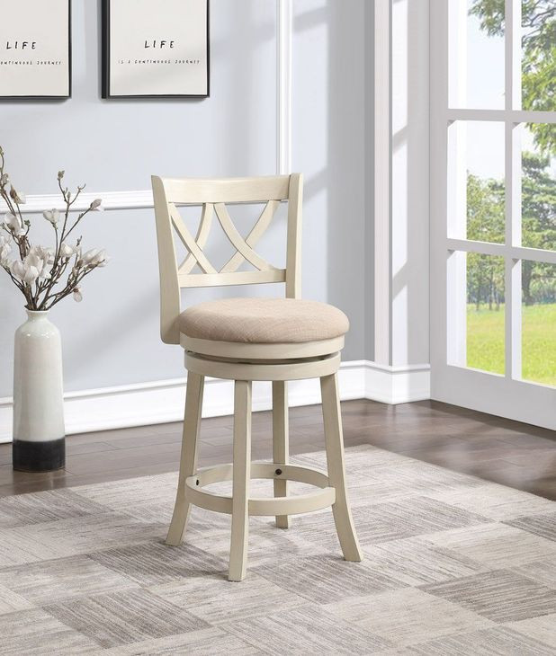 D01844 White Swivel Counter Height Stool