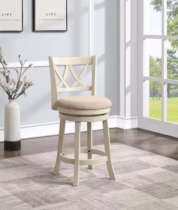 D01844 White Swivel Counter Height Stool