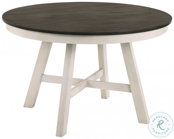 Maisie White And Brown Round Dining Table from New Classic | Coleman ...