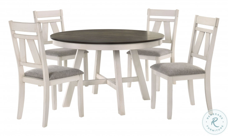 Maisie White And Brown Round Dining Table from New Classic | Coleman ...