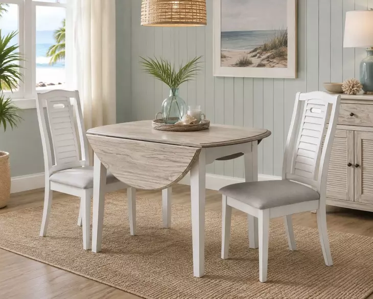 Island Haven Old Gray and Taupe Shutter Dining Chair Set of 2
