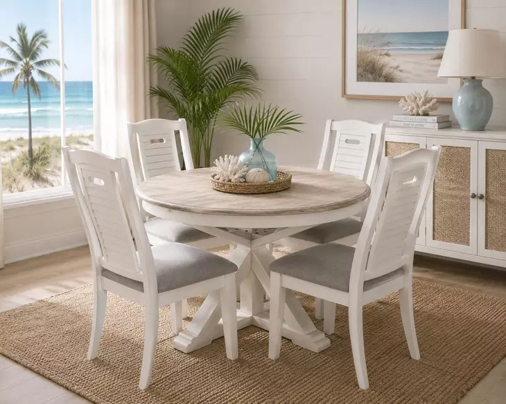 Island Haven Old Gray and Taupe Shutter Dining Chair Set of 2