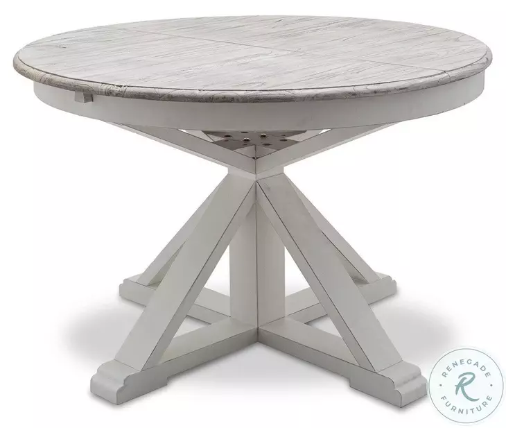 Island Haven Taupe 45" Round Extendable Butterfly Dining Table with Storage