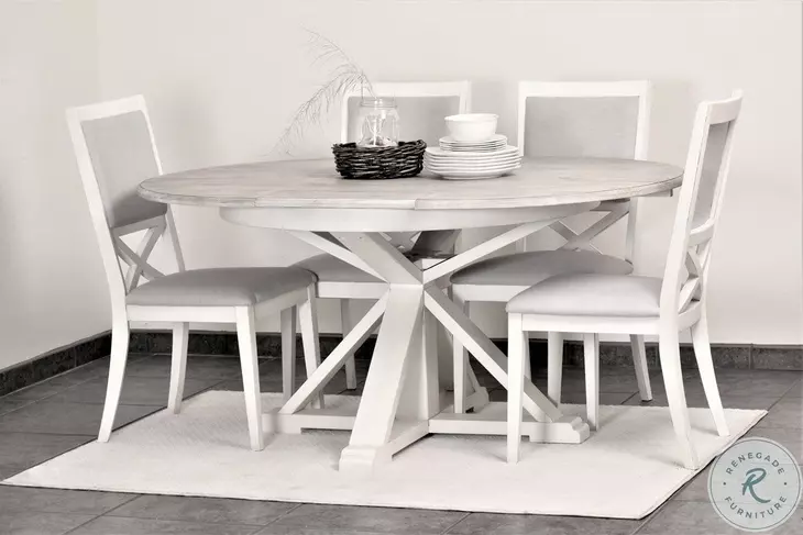 Island Haven Taupe 45" Round Extendable Butterfly Dining Table with Storage