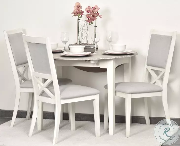 Island Haven Taupe 42" Round Drop Leaf Dining Table