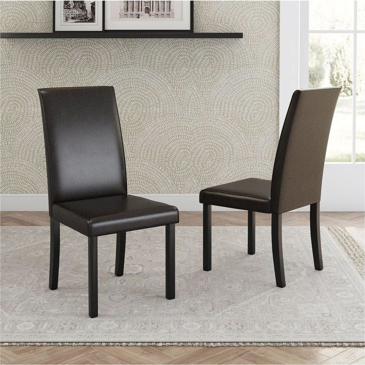 Kimonte Brown Upholstered Dining Side Chair Set of 2