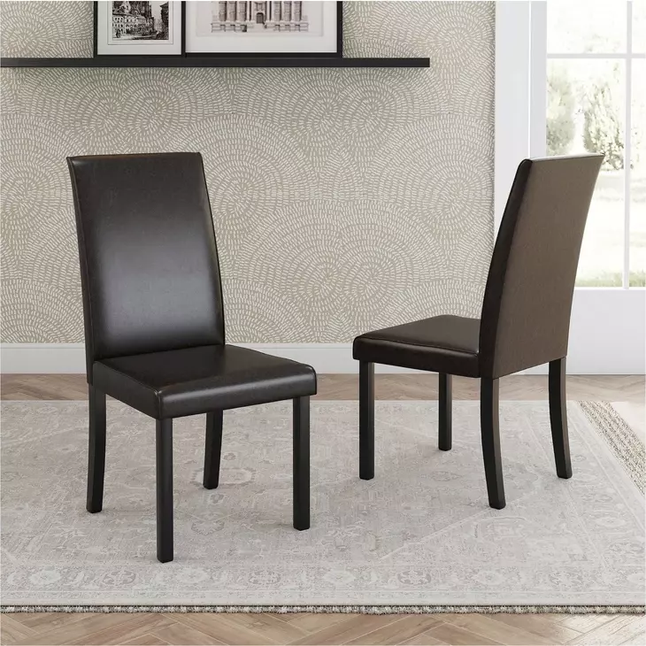 Kimonte Brown Upholstered Dining Side Chair Set of 2