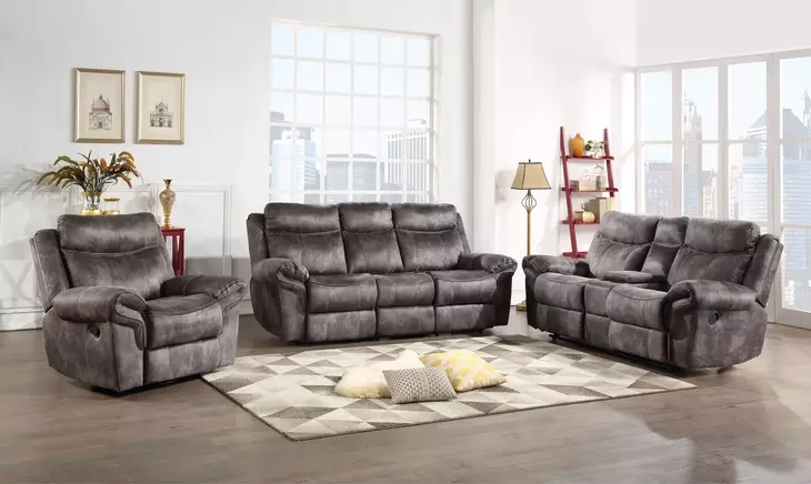 Nashville Gray 88" Manual Reclining Living Room Set