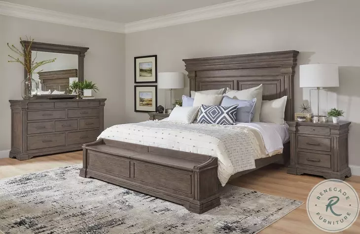 Madison Ridge Natural Bark King Panel Bed