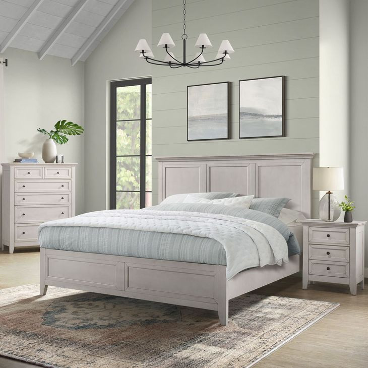 San Mateo Rustic White Queen Panel Bed