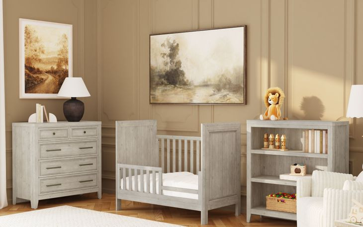 Carlson Washed Linen Bookcase with 3 Shelves