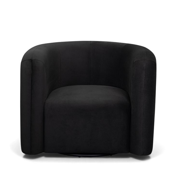 Curves Black Performance Fabric Upholstered Swivel Accent Chair