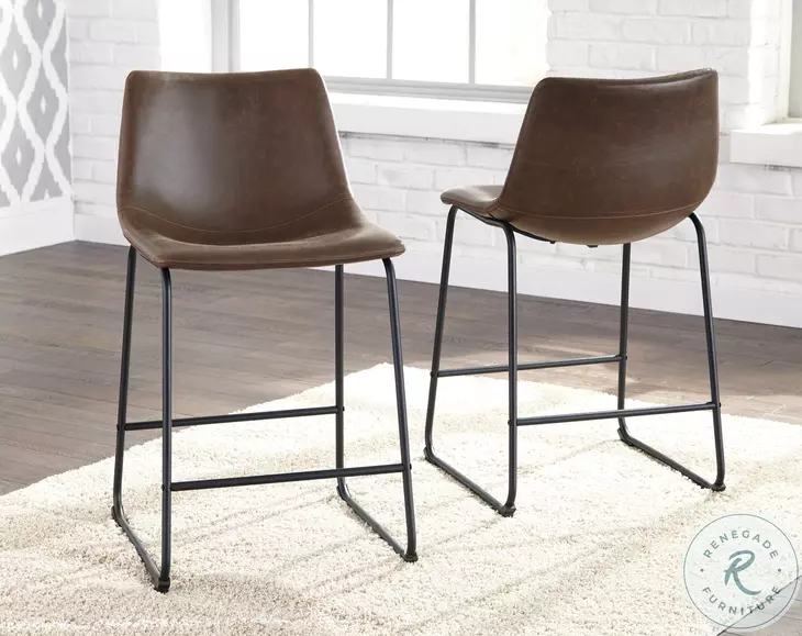 Centiar Brown and Black Upholstered Bar Stool Set of 2