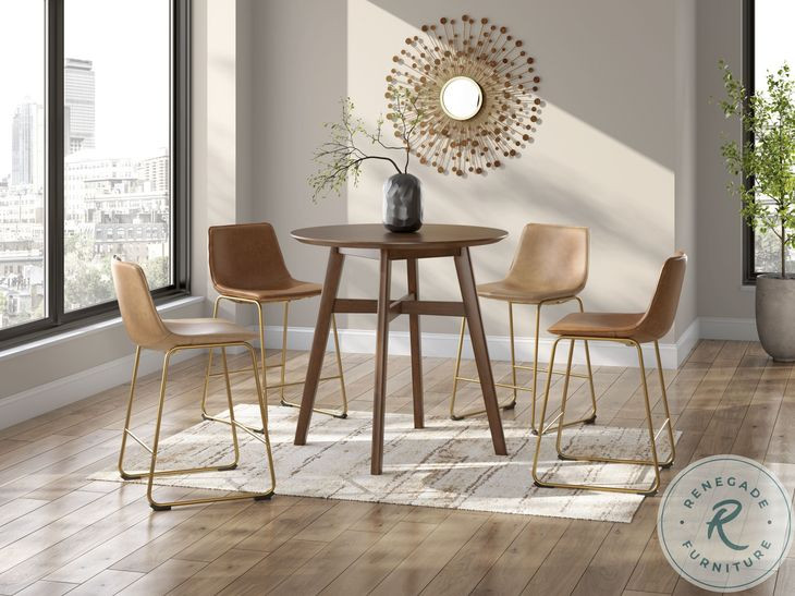 Crandox Brown And Gold Counter Height Stool