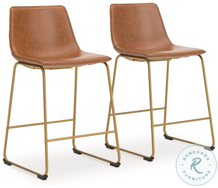 Crandox Brown And Gold Counter Height Stool