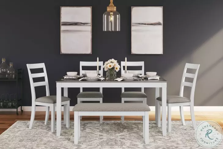 Stonehollow White And Gray 6 Piece Dining Set