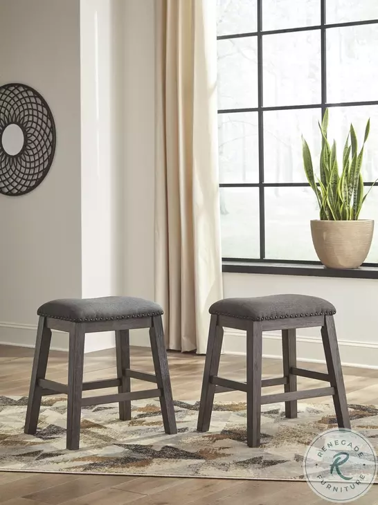 Caitbrook Gray Upholstered Stool Set of 2