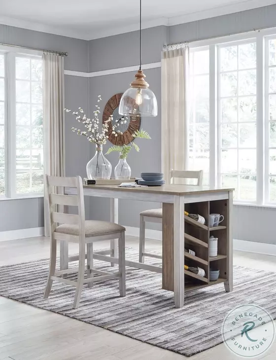 Skempton White And Light Brown Counter Height Dining Table