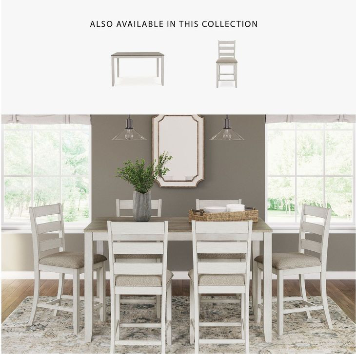 Skempton White And Light Brown 8 Piece Counter Height Dining Set