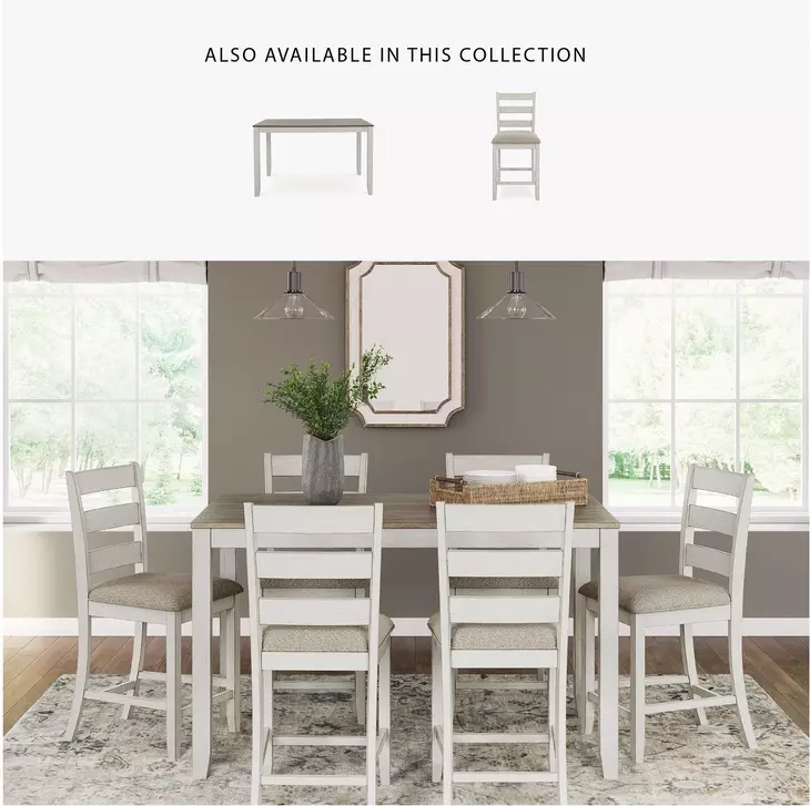 Skempton White And Light Brown 8 Piece Counter Height Dining Set
