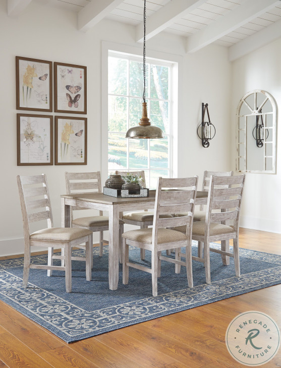 Skempton White and Light Brown 7 Piece Dining Room Set from Ashley Coleman Furniture