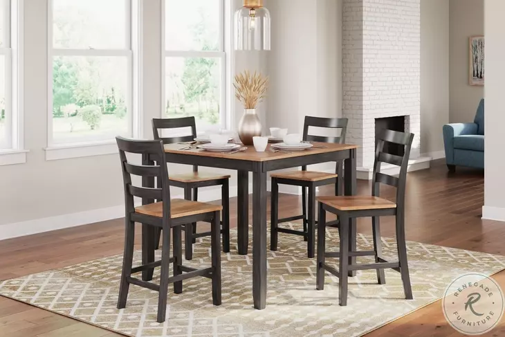 Gesthaven Natural And Brown 5 Piece Counter Height Dining Set