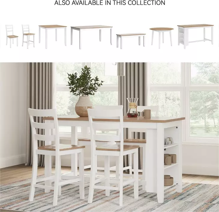 Gesthaven Natural And White Rectangular Counter Height Dining Table