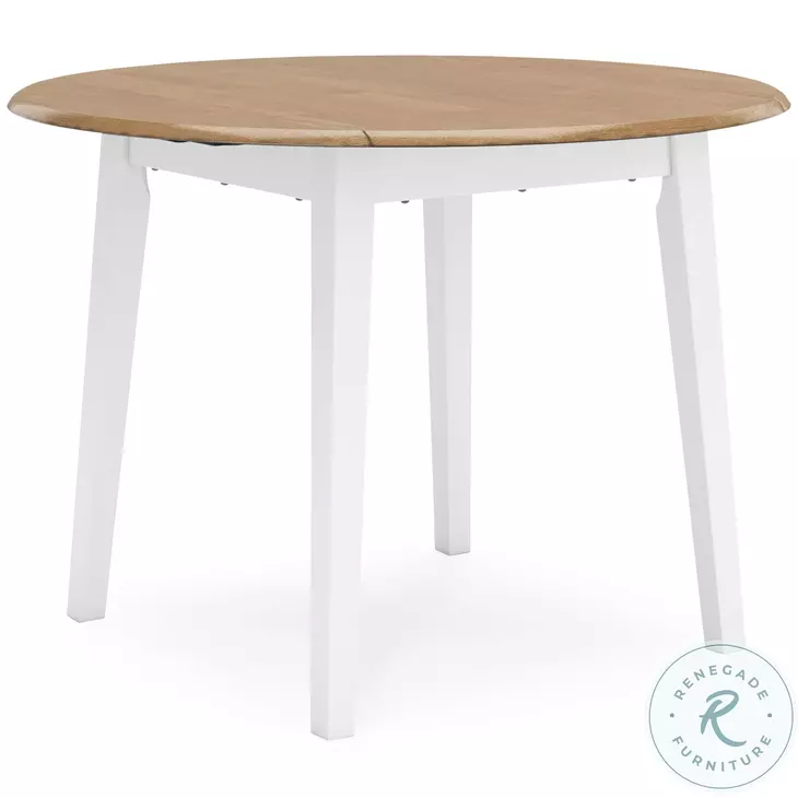 Gesthaven Natural And White Drop Leaf Round Dining Table