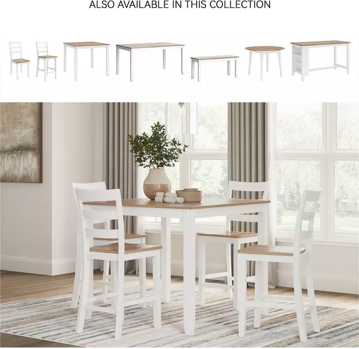 Gesthaven Natural And White 5 Piece Counter Height Dining Set