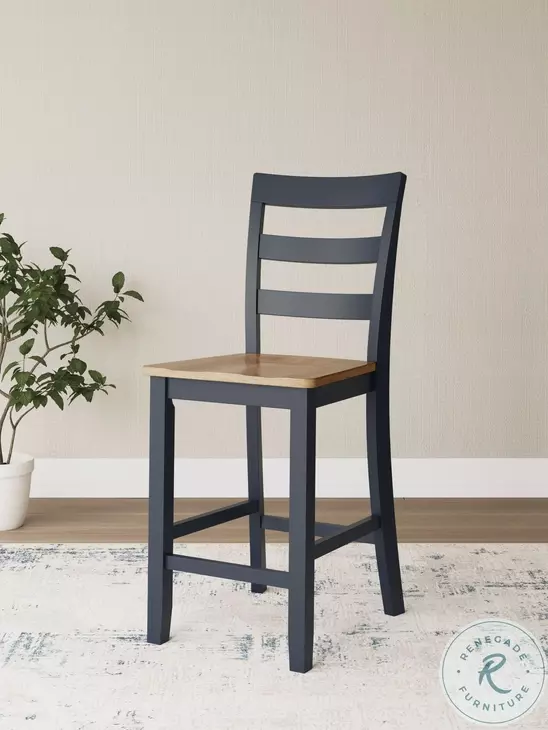 Gesthaven Natural And Blue Counter Height Stool Set Of 2