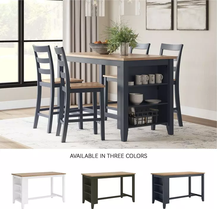 Gesthaven Natural And Blue Rectangular Counter Height Dining Table